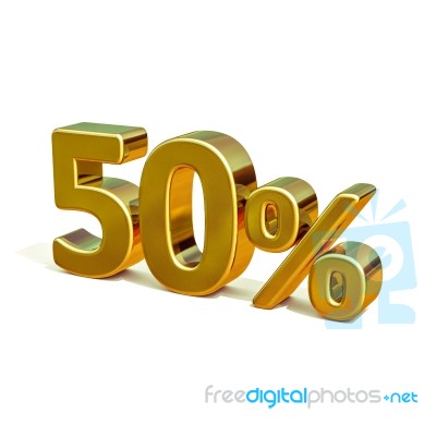 3d Gold 50 Percent Sign Stock Image