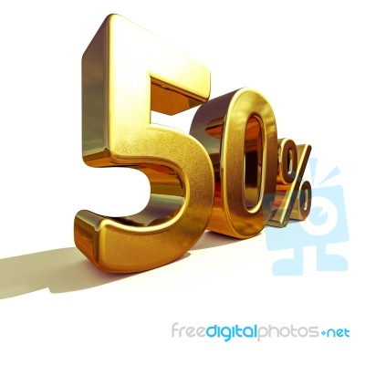 3d Gold 50 Percent Sign Stock Image