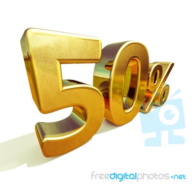 3d Gold 50 Percent Sign Stock Image