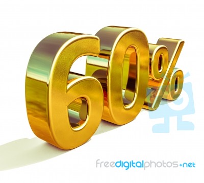 3d Gold 60 Sixty Percent Discount Sign Stock Image