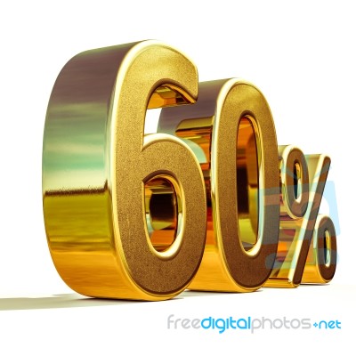 3d Gold 60 Sixty Percent Discount Sign Stock Image