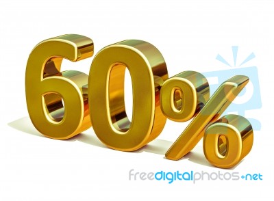 3d Gold 60 Sixty Percent Discount Sign Stock Image