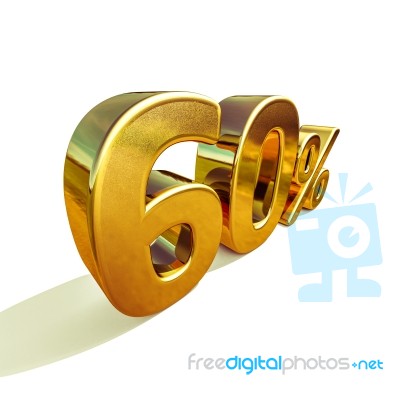 3d Gold 60 Sixty Percent Discount Sign Stock Image