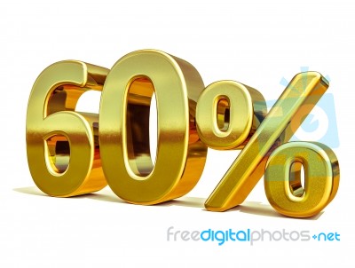 3d Gold 60 Sixty Percent Discount Sign Stock Image