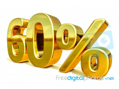 3d Gold 60 Sixty Percent Discount Sign Stock Image