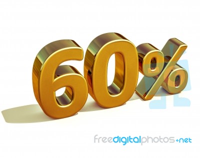 3d Gold 60 Sixty Percent Discount Sign Stock Image