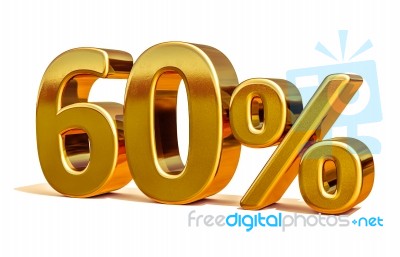 3d Gold 60 Sixty Percent Discount Sign Stock Image