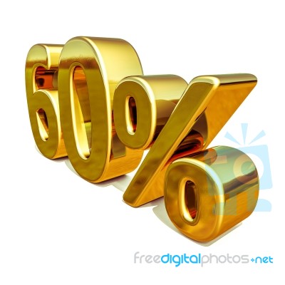 3d Gold 60 Sixty Percent Discount Sign Stock Image