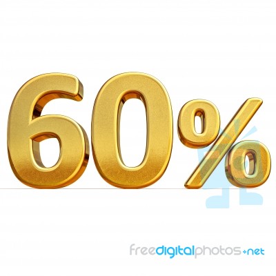 3d Gold 60 Sixty Percent Discount Sign Stock Image