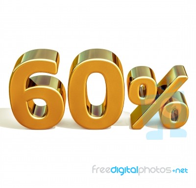 3d Gold 60 Sixty Percent Discount Sign Stock Image