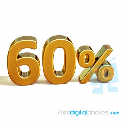 3d Gold 60 Sixty Percent Discount Sign Stock Image