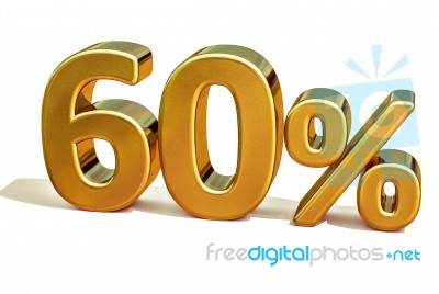 3d Gold 60 Sixty Percent Discount Sign Stock Image