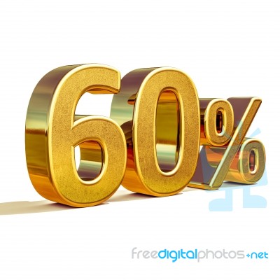 3d Gold 60 Sixty Percent Discount Sign Stock Image