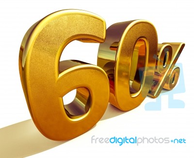 3d Gold 60 Sixty Percent Discount Sign Stock Image