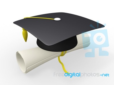 3d Graduation Cap And Diploma Stock Image