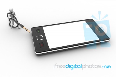 3d Graphic With Stylish Man Icon On A Smart Phone Stock Image