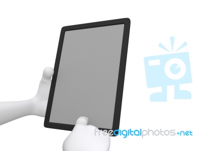 3d Hand Holding Tablet Pc Stock Image