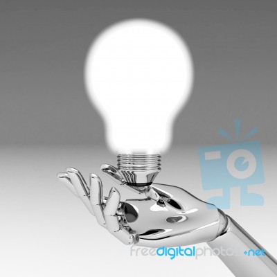 3d Hands With Light Bulb Stock Image