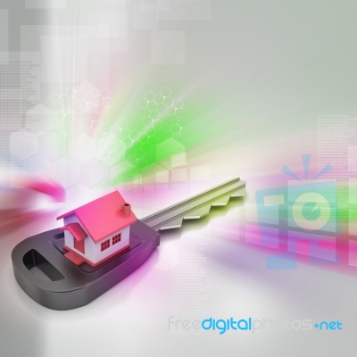 3d Home With Key Stock Image