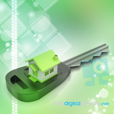 3d Home With Key Stock Image