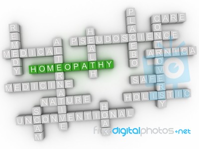 3d Homeopathy, Alternative Natural Medicine Word Cloud Sign Stock Image