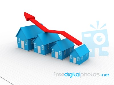 3d House And Arrow Graph Stock Image