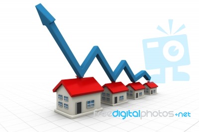 3d House And Arrow Graph Stock Image