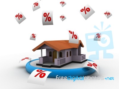 3d House With Percentage Stock Image