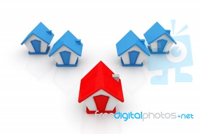 3d  Houses Cartoon Icons Stock Image