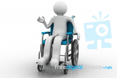 3d Human Character, Person In A Wheelchair Stock Image