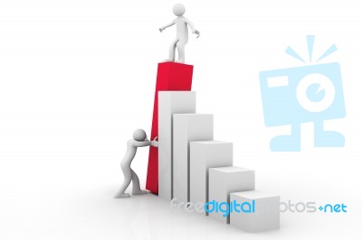 3d Human Characters Making Graph Of Growth Stock Image