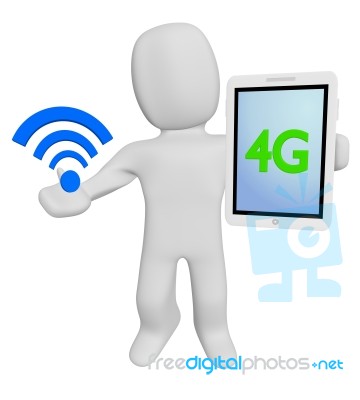 3d Human Hold Wifi And 4g Stock Image