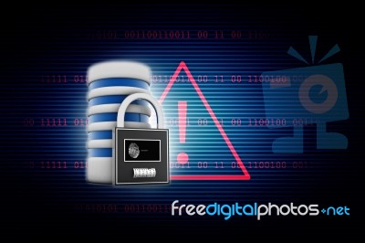 3d Illustration Database Storage Security Concept. Disk With Lock Stock Image