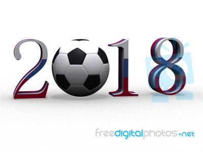 3d Illustration Of A White Soccer Ball. Russia 2018 Fifa Stock Image