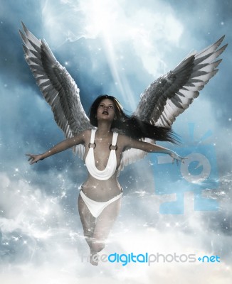 3d Illustration Of An Angel In Heaven Land,mixed Media For Book Cover Stock Image