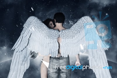 3d Illustration Of An Angels In Heaven Land,mixed Media For Book Cover Stock Image