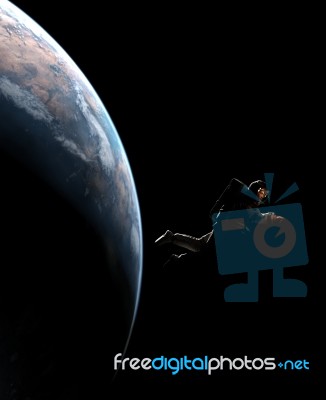 3d Illustration Of An Astronaut In Outer Space,scifi Fiction Stock Image