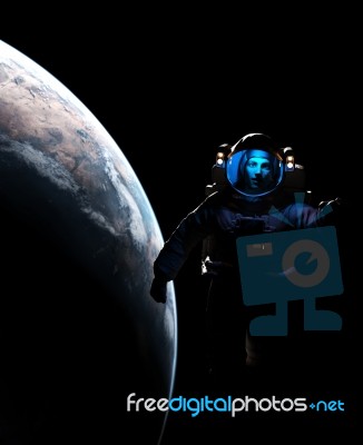 3d Illustration Of An Astronaut In Outer Space,scifi Fiction Stock Image