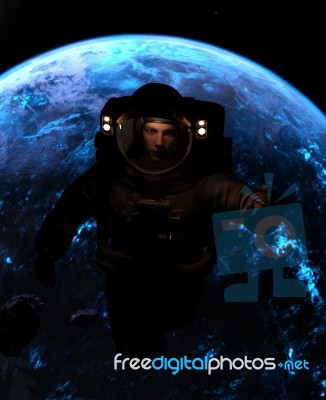 3d Illustration Of An Astronaut In Outer Space,scifi Fiction Stock Image