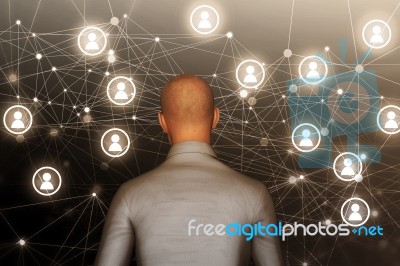 3d Illustration Of Businessman With Networking People Concept Stock Image