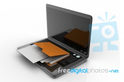 3d Illustration Of Folder Icon With Laptop Stock Image