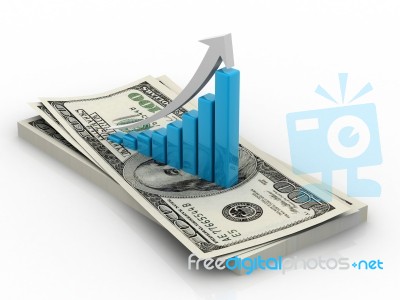 3d Illustration Of Raising Graph Charts With Dollar Stock Image