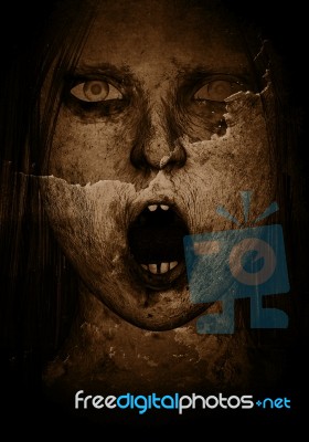 3d Illustration Of Scary Ghost Woman In The Dark ,movie Poster,w… Stock Image