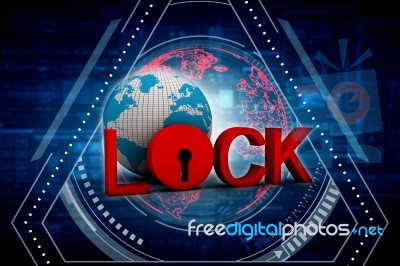 3d Illustration Safety Concept: Closed Padlock On Digital Background Stock Image