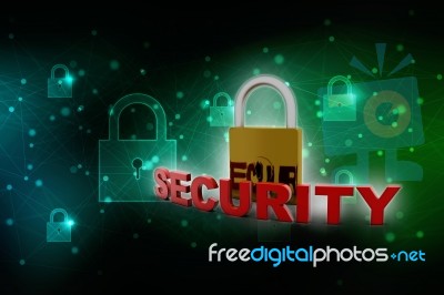 3d Illustration Safety Concept: Closed Padlock On Digital Background Stock Image