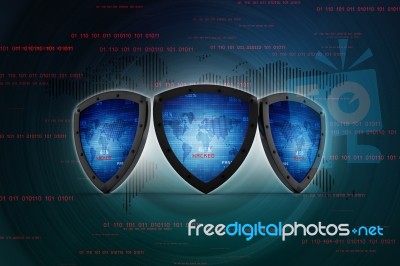 3d Illustration Security Concept - Shield  Stock Image