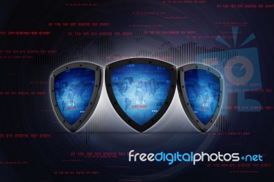 3d Illustration Security Concept - Shield  Stock Image