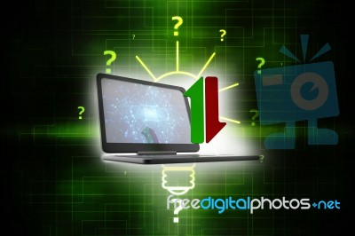 3d Illustration Uploading Downloading Arrow In Laptop Stock Image