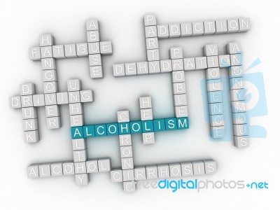 3d Image Alcoholism Issues Concept Word Cloud Background Stock Image