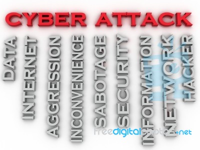 3d Image Cyber Attack Issues Concept Word Cloud Background Stock Image